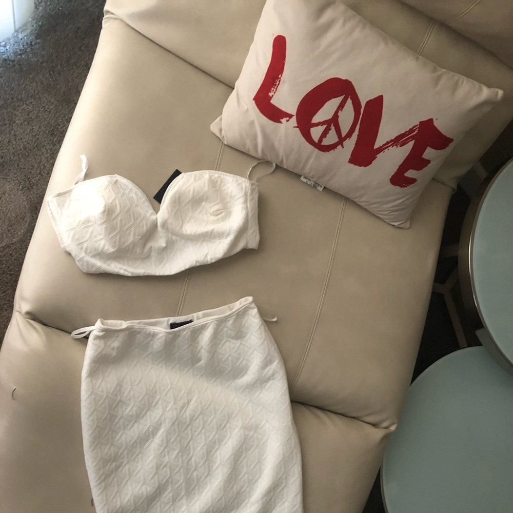 2 piece white skirt set
